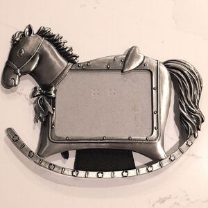 Silver Rocking Horse Picture Frame Holds 3" X 4" Photo
